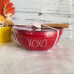 Rae Dunn XOXO Large Mixing Bowl With Wooden Spatula
